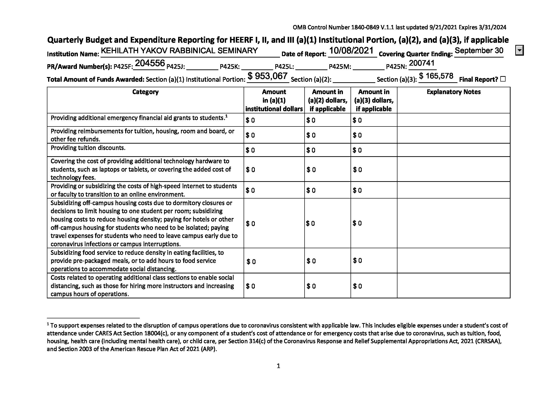 CARES_Quartly_Budget_and_Expenditure_Reporting_Page_1_9-30-21for_HEERF_(PDF)_Page_1